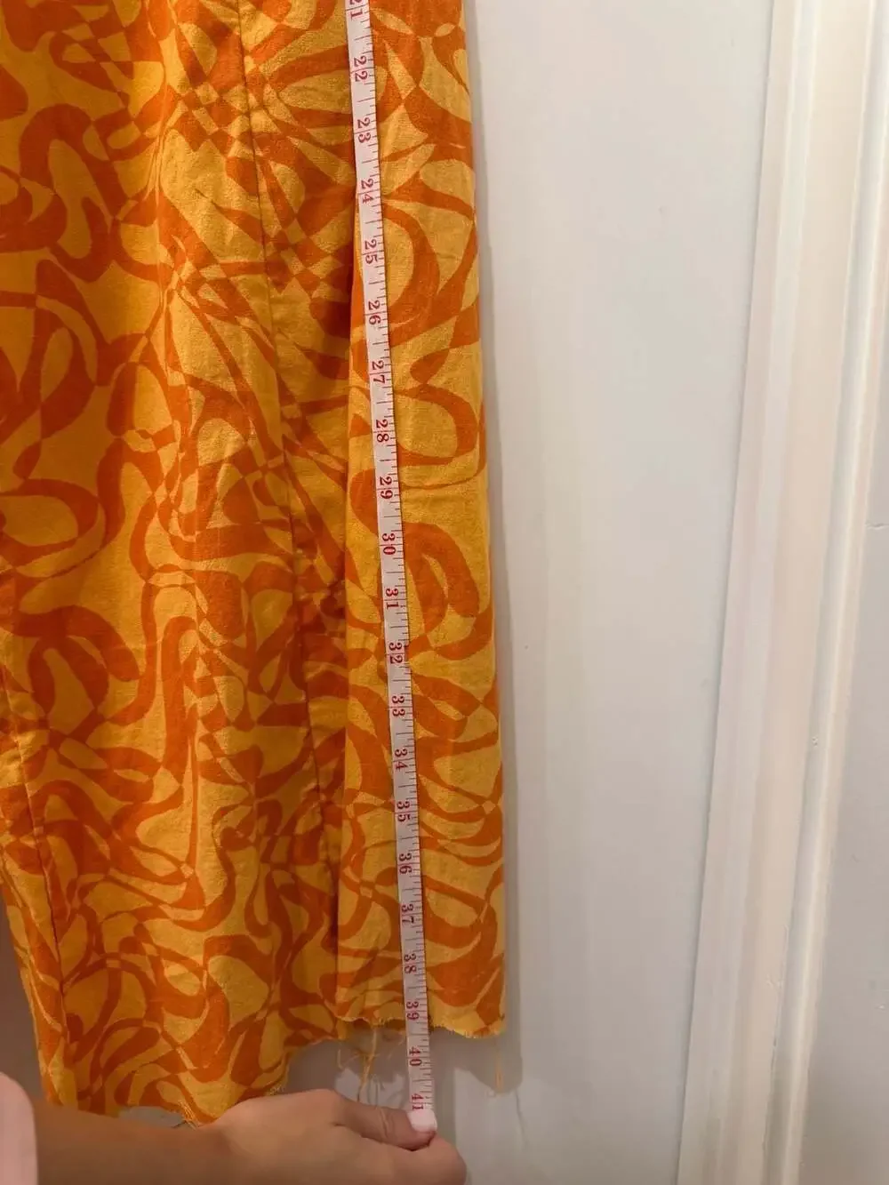 Free People Kira Orange Printed O-Ring Wide Leg Halter Jumpsuit